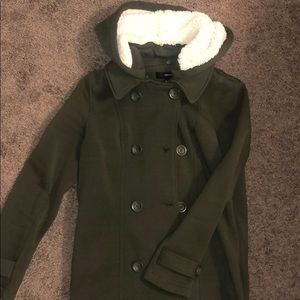 F21 Olive green Coat with hoodie